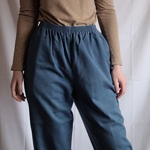 Alfred Dunner Blue Petite Elastic Waist Pants